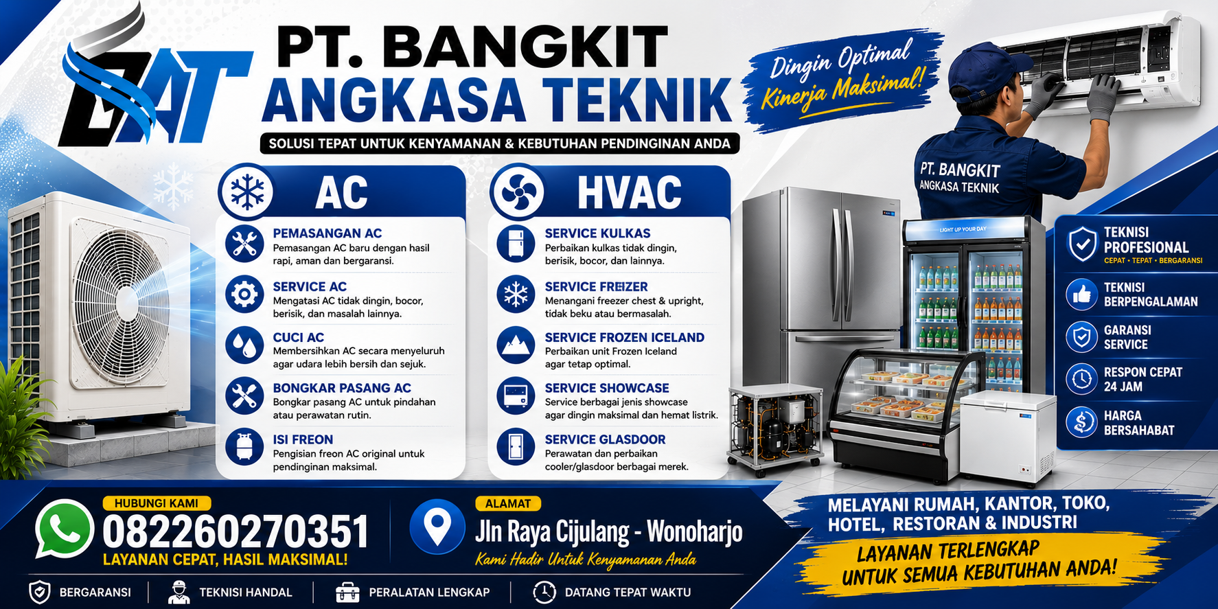 Jasa Cuci AC dan Isi Freon Terbaik di Banjar, Ciamis, Tasikmalaya, Cilacap