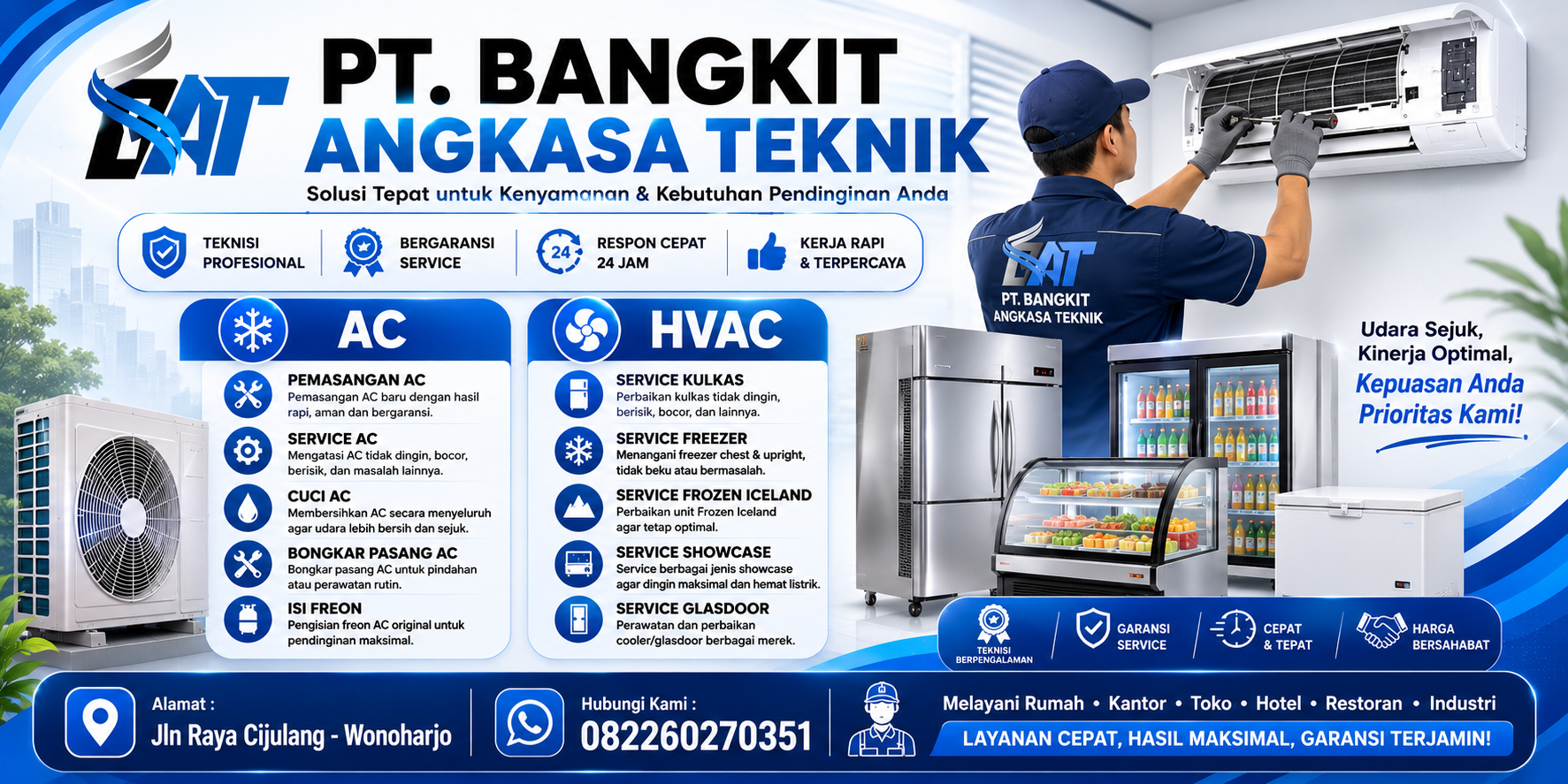 Jasa Cuci AC dan Isi Freon Terbaik di Banjar, Ciamis, Tasikmalaya, Cilacap