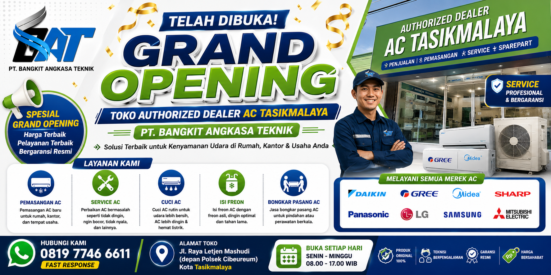 Pembukaan Toko Service AC Tasikmalaya PT. Bangkit Angkasa Teknik, Siap Layani Kebutuhan AC Anda