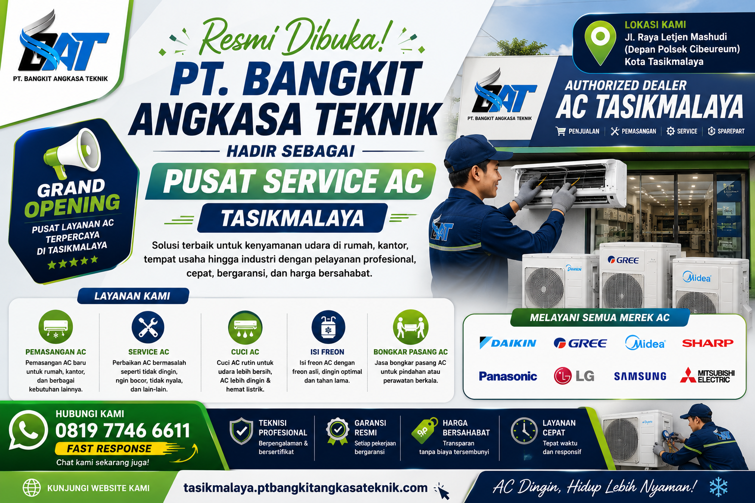 Toko Service AC Tasikmalaya Resmi Dibuka, PT. Bangkit Angkasa Teknik Siap Melayani